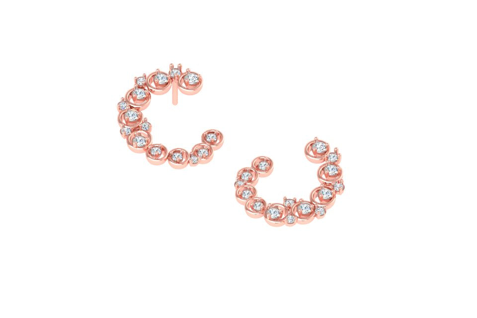 Rose gold diamond cluster earrings